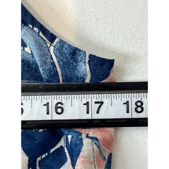 J Jill Pure Jill Linen Sleeveless Floral Blouse Navy Blue Lightweight Top XS - Picture 6 of 8